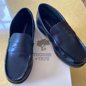 Boys black leather loafers